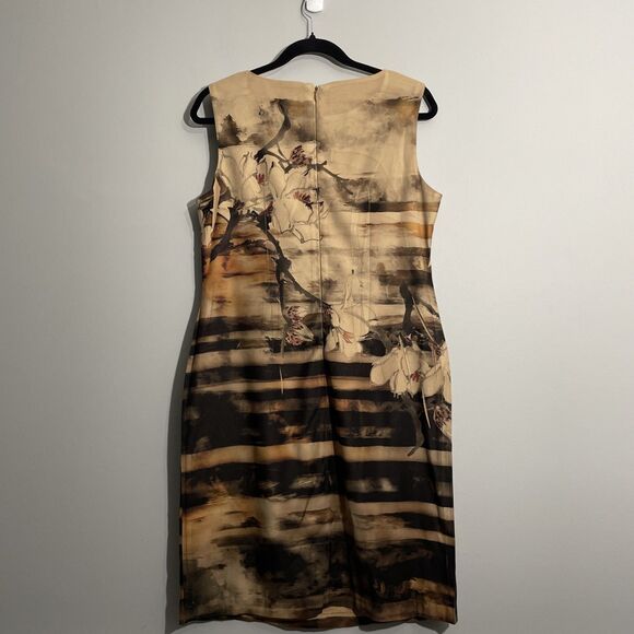 Connected Apparel Women’s 8 Brown Floral Dress Artistic Print Unique Pattern - Picture 2 of 9